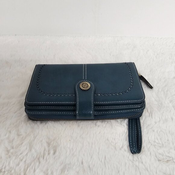 Charm Infinite Teal Wristlet Wallet Faux Leather Zip Around Western - Picture 3 of 10